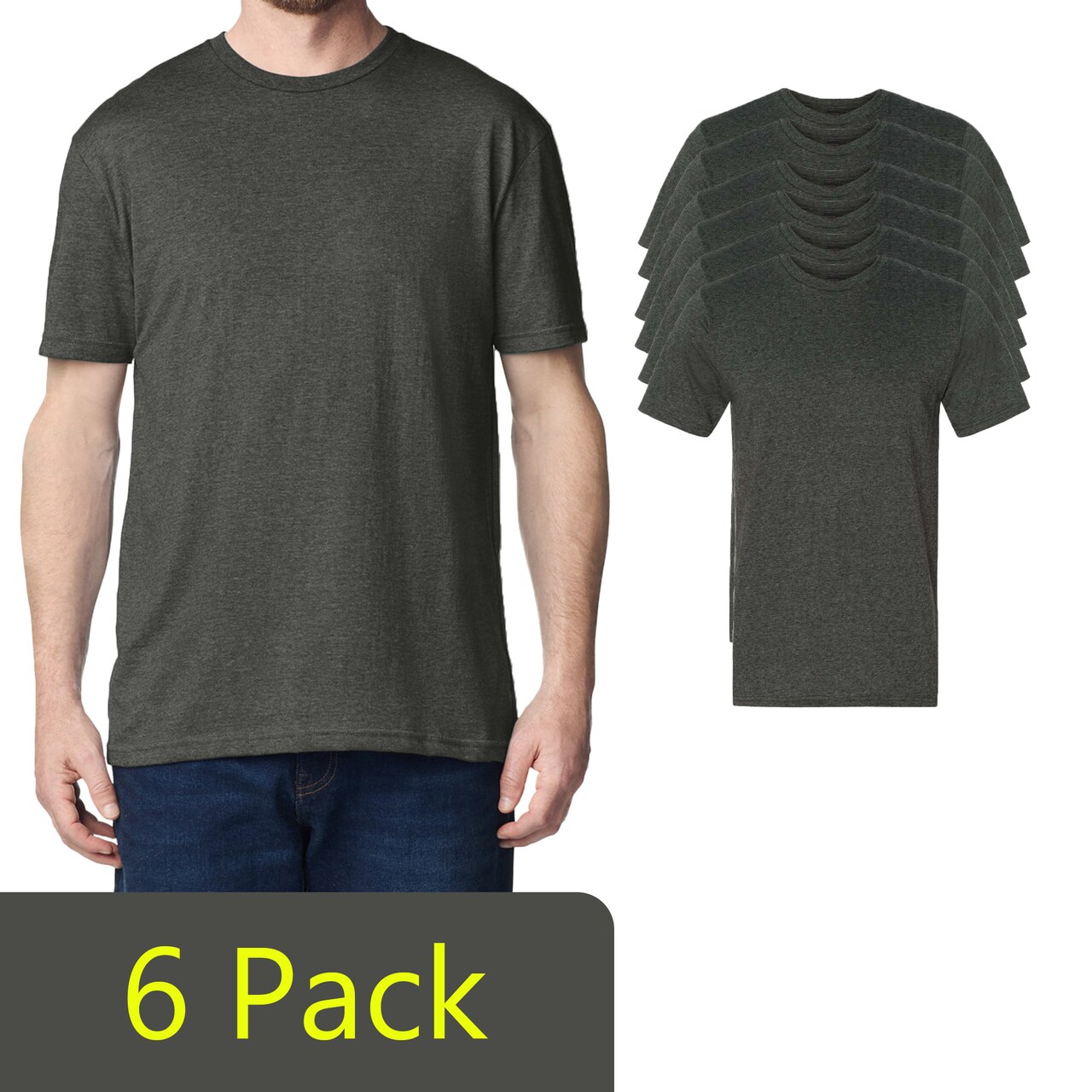 Gildan Unisex Softstyle Lightweight Short Sleeve T-Shirt, Heather Dark Grey Crewneck Tee